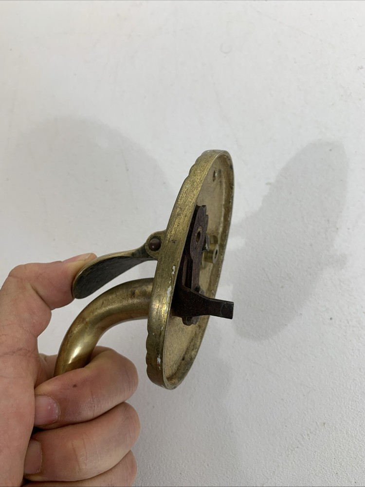 Vintage Large Art Deco Solid Brass Pull Thumb Latch Doorknob Handle 10.5” Long