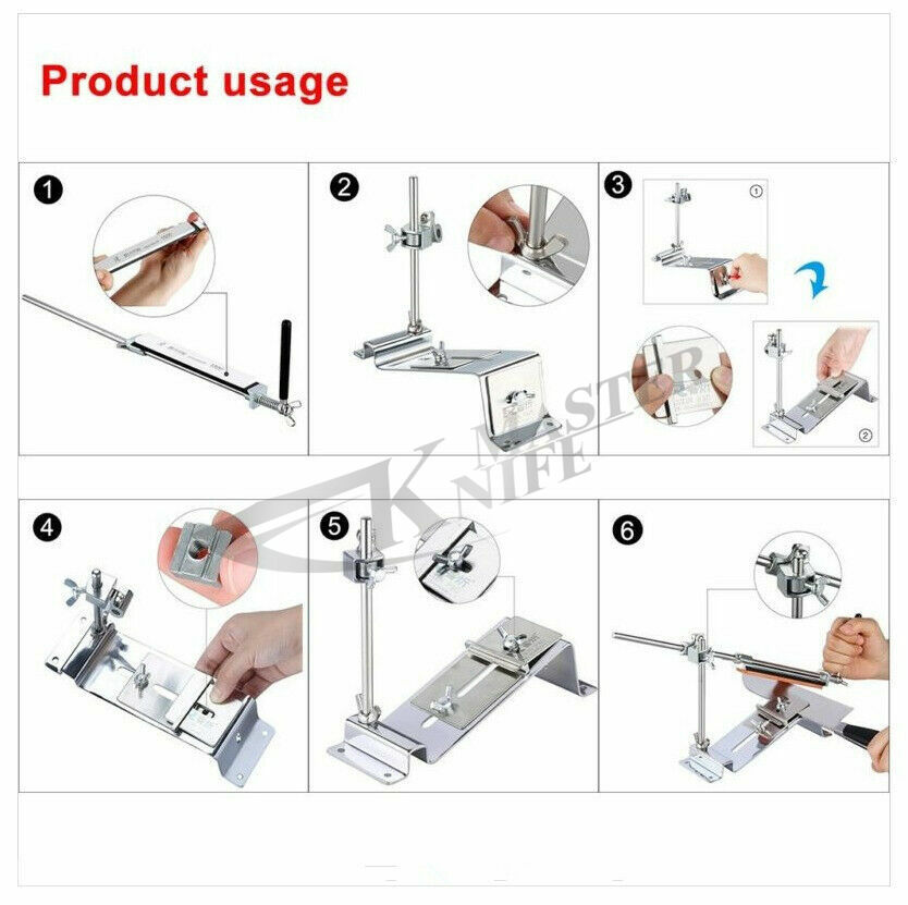Pro Kitchen Knife Sharpener Sharpening-System Fixed Angle +4 Stone Kit
