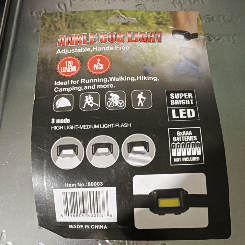 Ankle COB Light Adjustable Hands-Free Super Bright LED 2 Pack 3 Modes