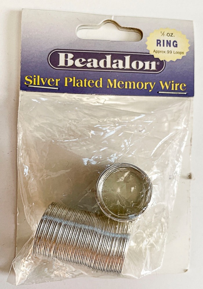 BEADALON 347B-010 SILVER PLATED MEMORY WIRE RINGs  ½ OZ