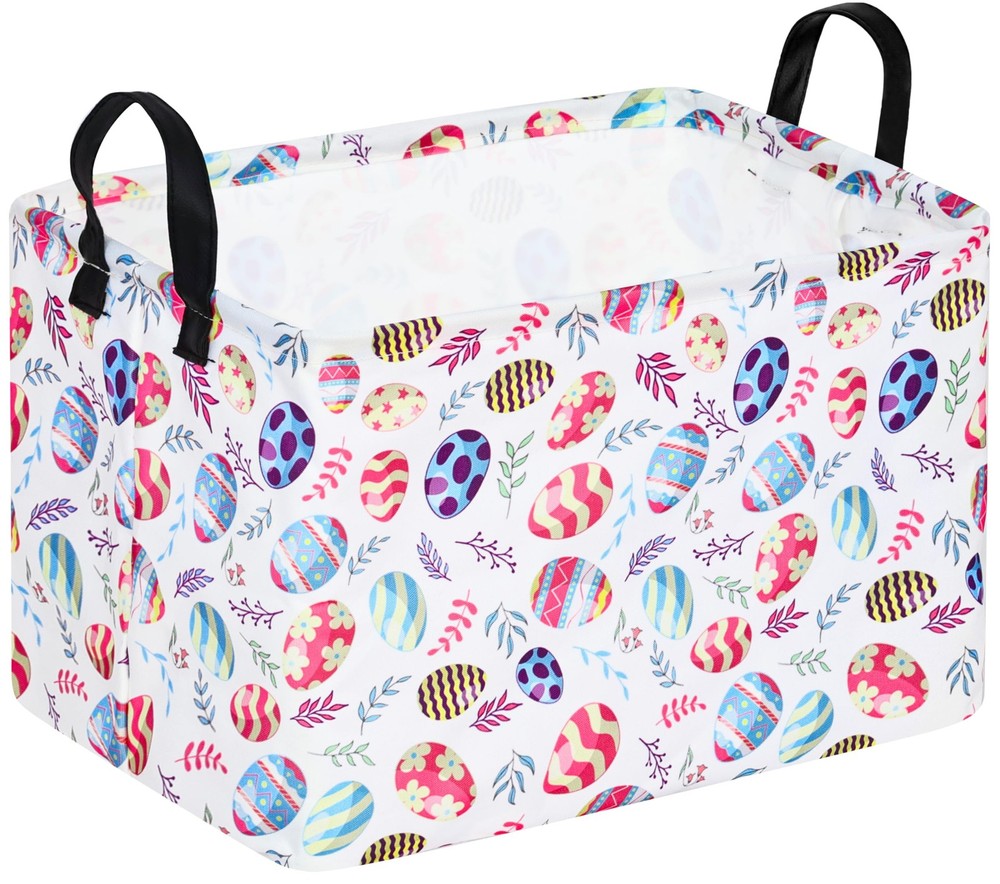 VAIVUSTO Easter Storage Basket Easter Bunny Storage Bin Collapsible Nursery H...