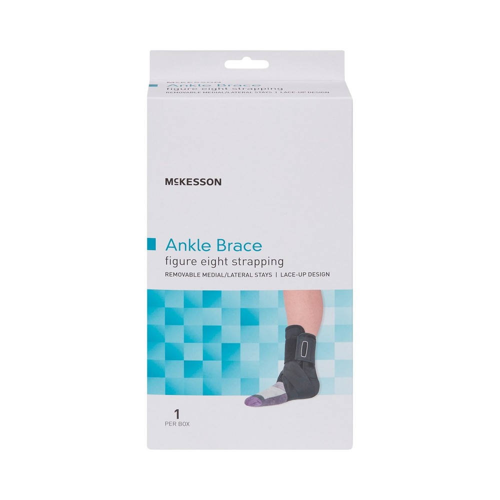 McKesson Black Ankle Support Medium Figure-8 Strap / Hook and Loop Closure /