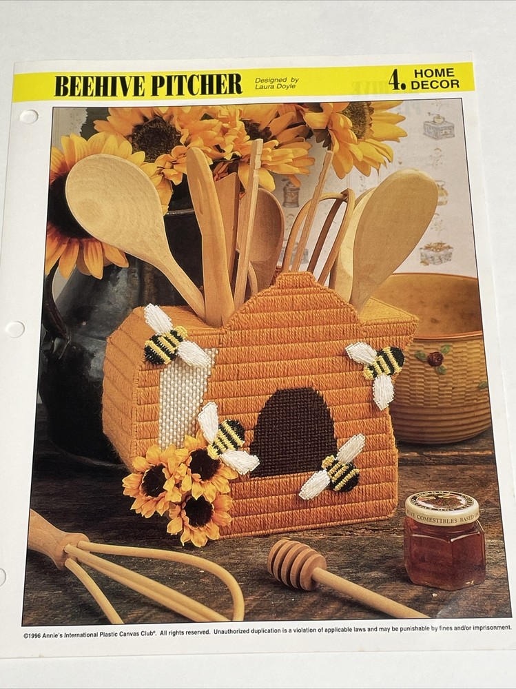 Beehive Pitcher Utensil Holder Annie's Plastic Canvas Pattern