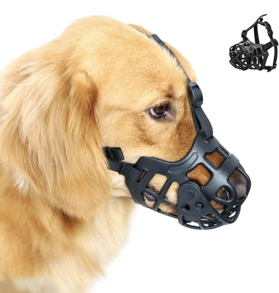 Dog Muzzle XL Breathable Basket Muzzle Black