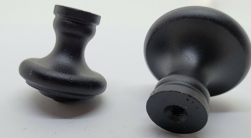 Small CAST IRON ROUND Knob pull handle black mid century modern antique retro