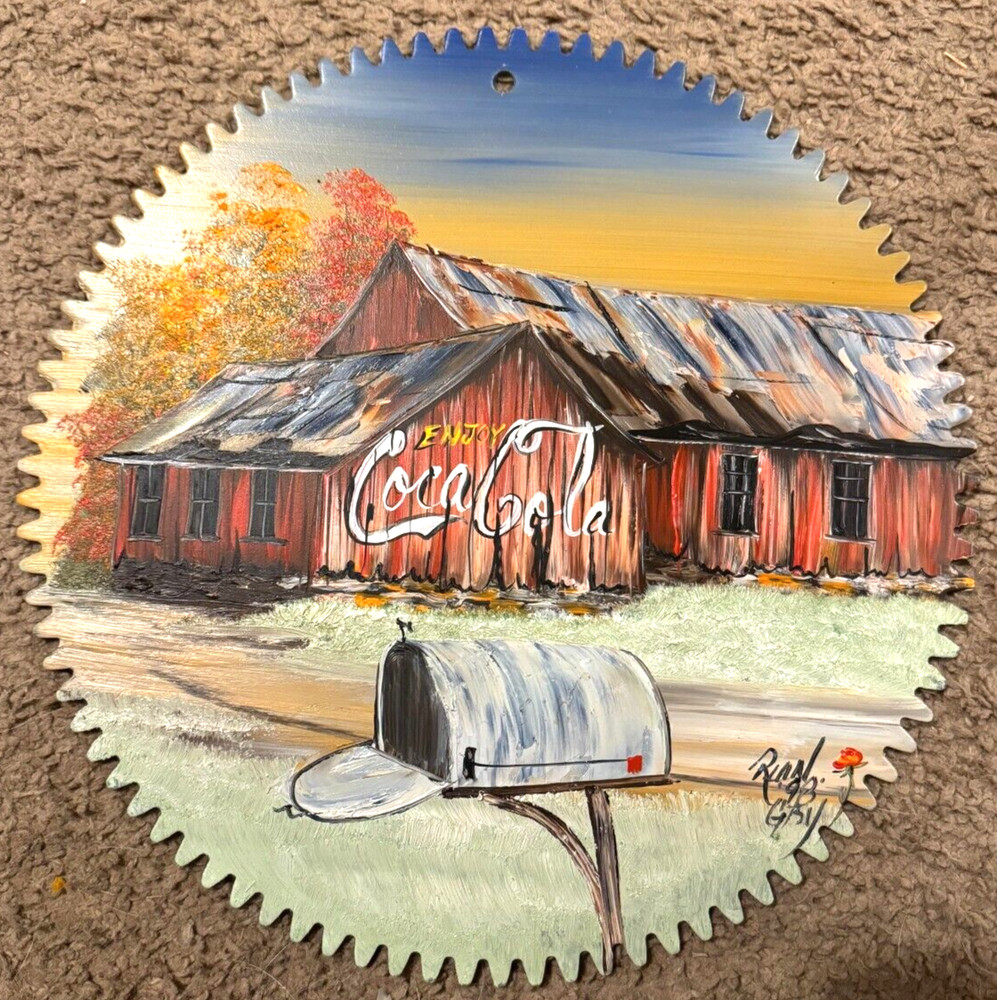 Coca Cola Hand Painted Saw Blade (T)