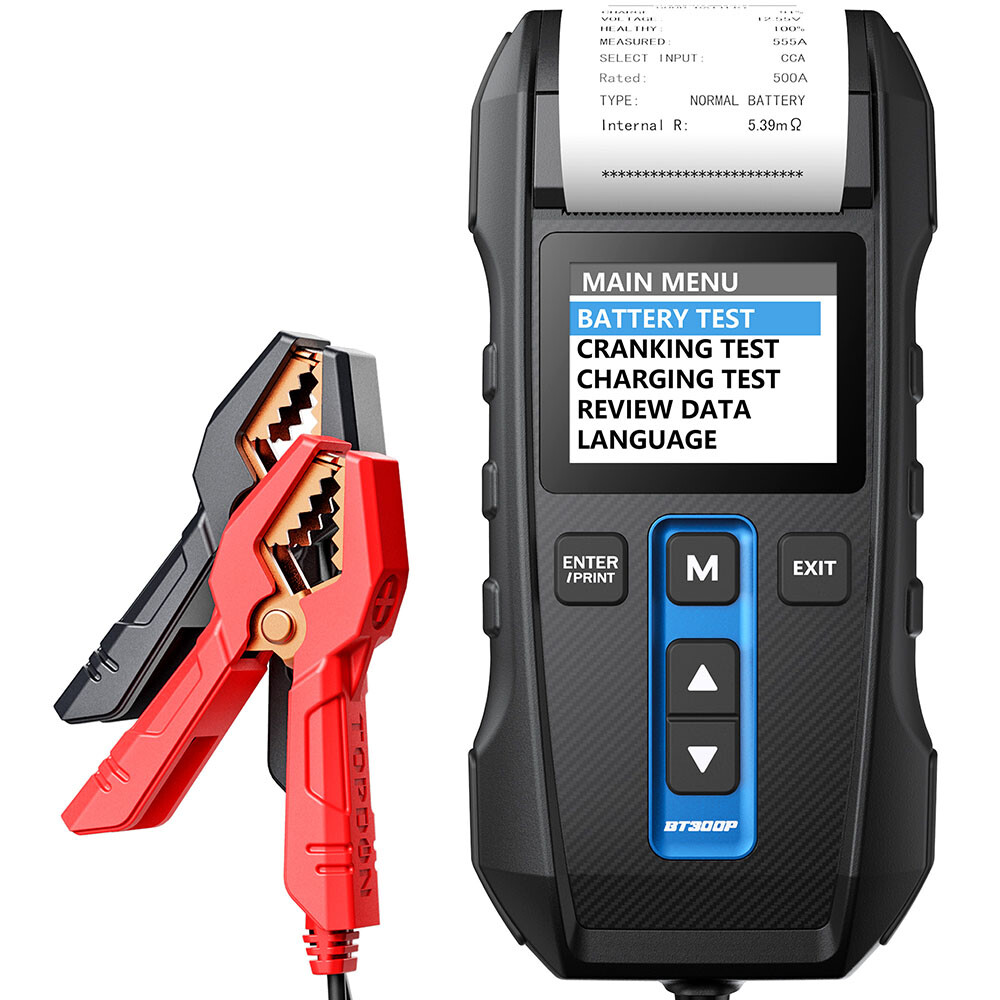 Car Battery Tester with Printer 12V Cranking Charging Load Test Analyzer BT300P