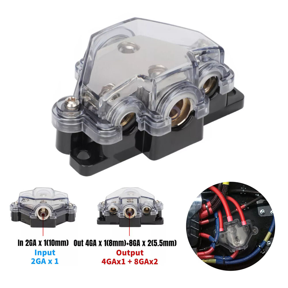 Flame Resistant Car Audio Distribution Block 1 In 3 Outlets for Amplifiers