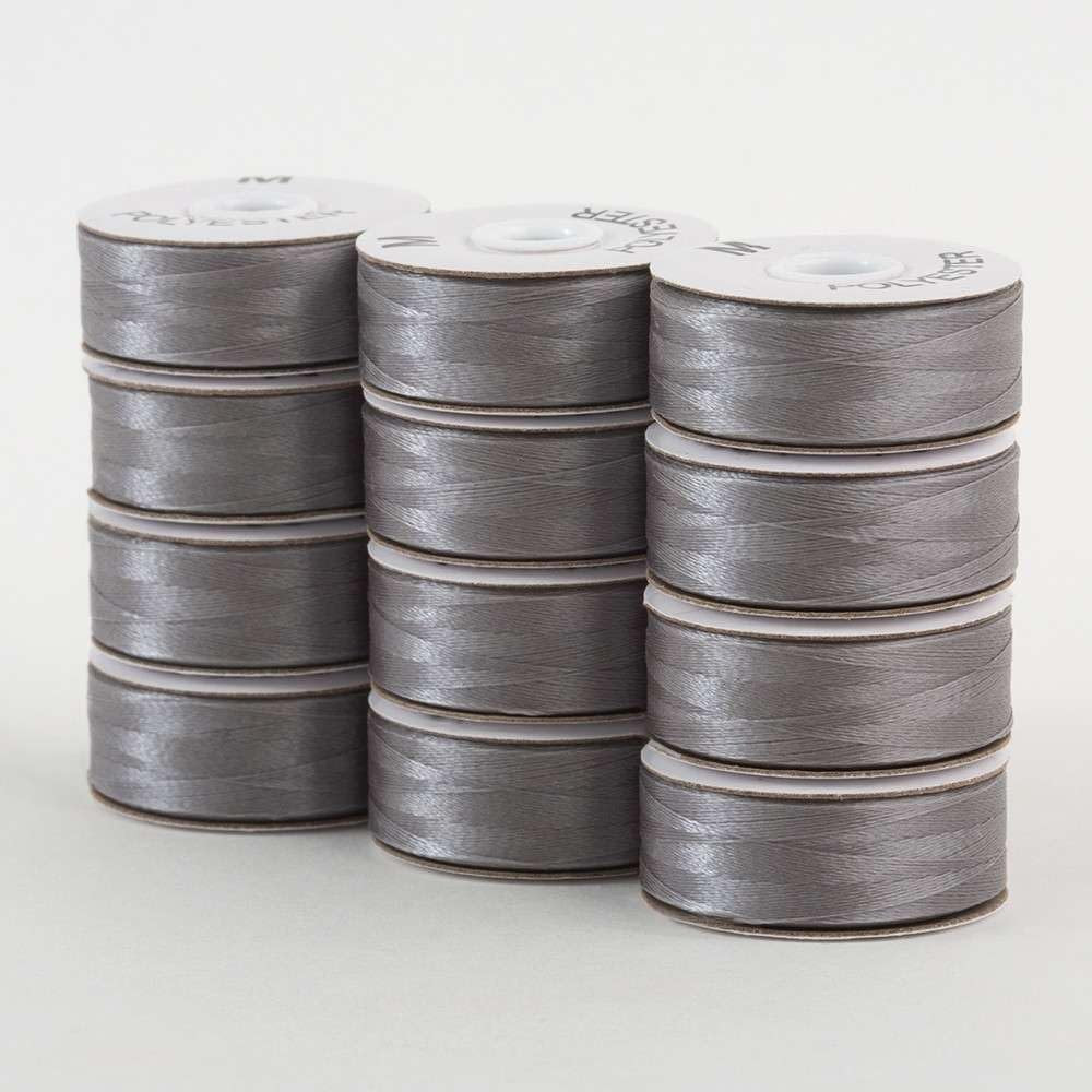 Superbobs Polyester Bobbin 12Pk M-Style Gray