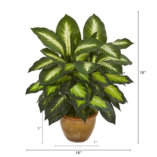 Dieffenbachia Artificial Plant in Ceramic Planter