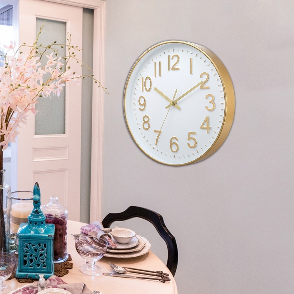 Non Ticking Clock Modern Clock Office Use Compact Size High-Transparent Glass