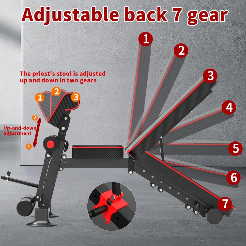 Z ZHICHI Adjustable Weight Bench multi-function Workout Bench for Home Gym,Fo...