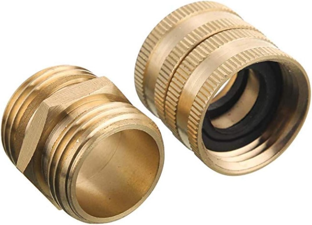 Hourleey Garden Hose Adapter, 3/4 Inch Solid Brass 2 Sets,