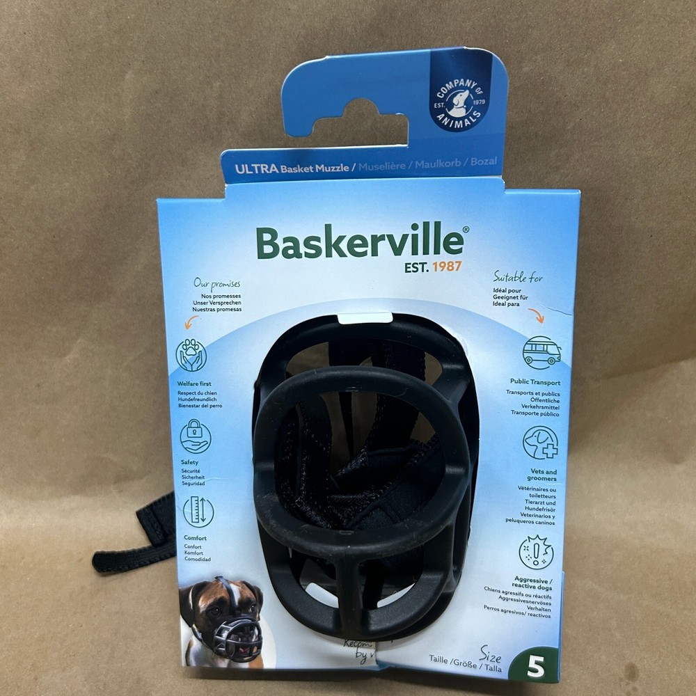 Baskerville Ultra Muzzle for Dogs, Size 5 - Black