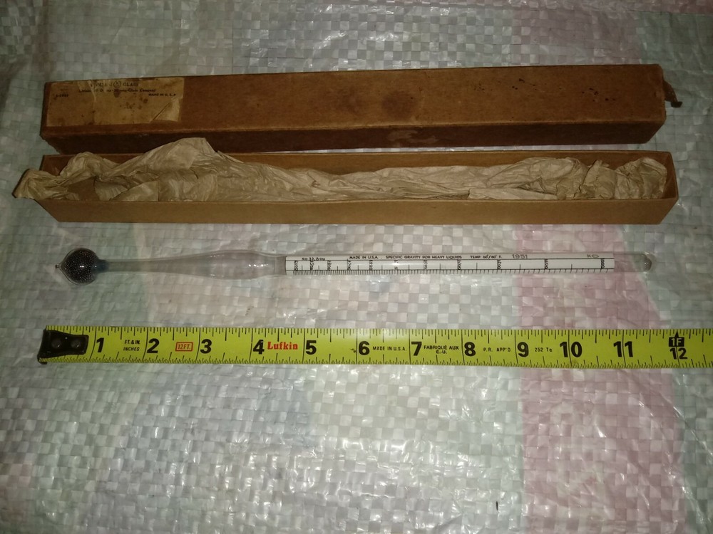 Vintage 1951 KIMBLE Precision Scientific Hydrometer Specific Gravity Lab Nice