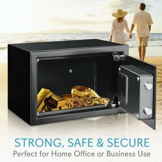 SERENE-LIFE Compact Electronic Safe Box with Mechanical Override, Includes Keys