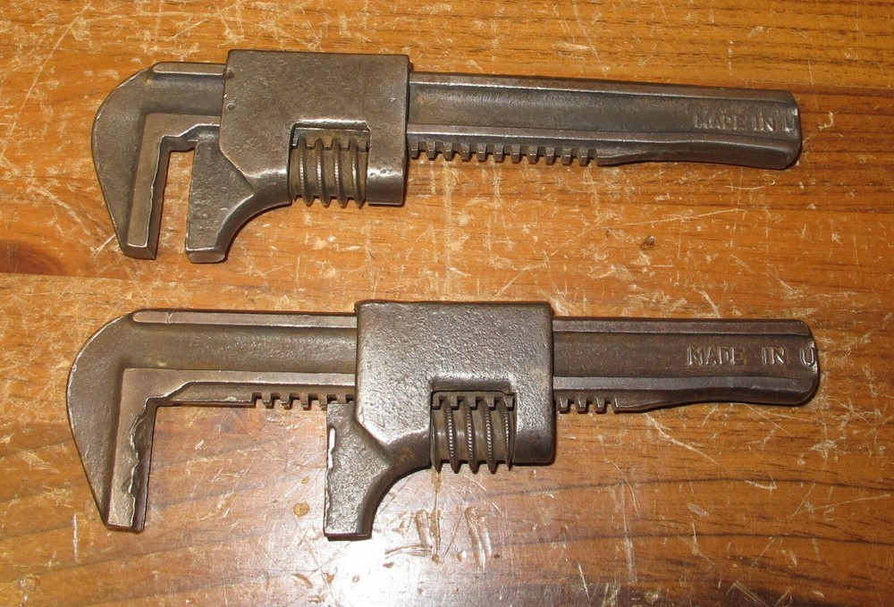 2 STANARD ADJUSTABLE 9" AUTO WRENCHES SHORTENED TO 7" LONG
