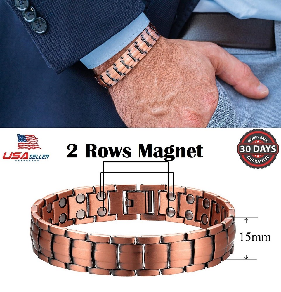 Men's Bracelet Magnetic Therapy Arthritis Pain Relief Pure Solid Copper Bangle