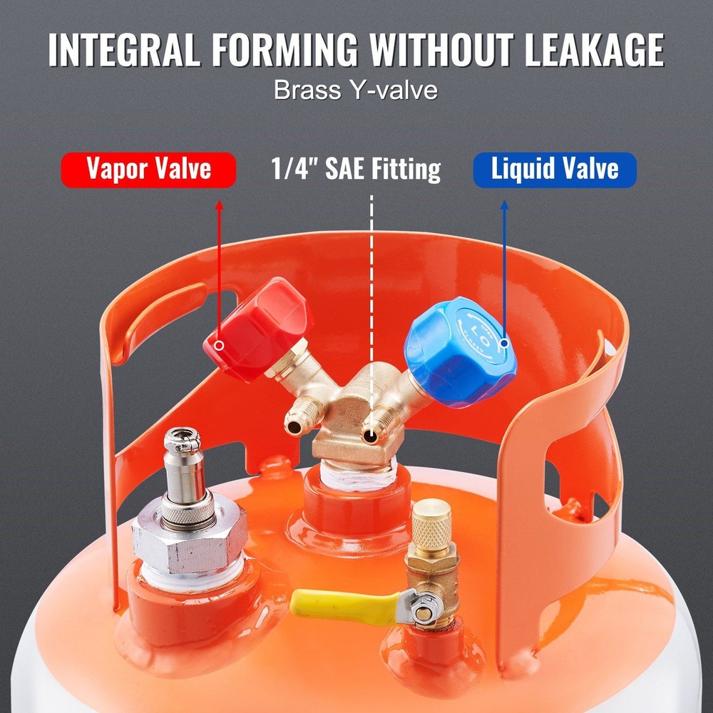 Refrigerant Processing 30lb Tank with Floating Switch Support