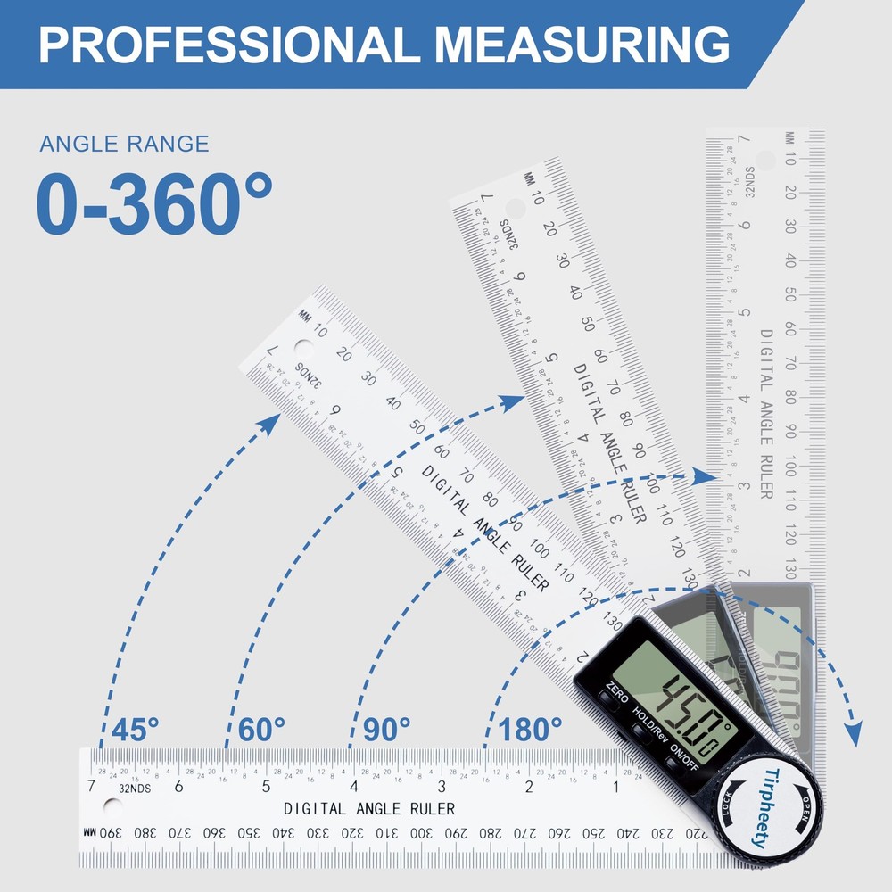 Tirpheety Digital Angle Finder Protractor, 3rd Generation Quick Display Angle...