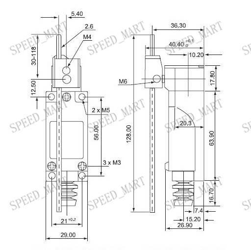 Automatic Reset Limit Switch ME-8107 with Mechanical Control Lever adjustable