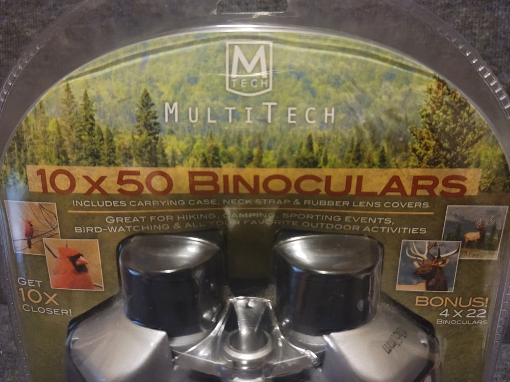 MulitTech 10x50 Binoculars with carrying case, neck strap & rubber lens covers