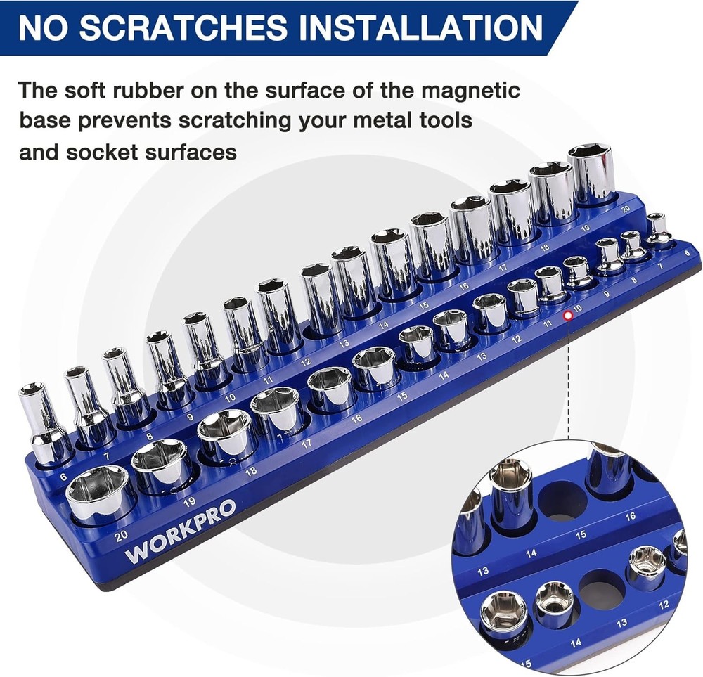 Professional 6-Piece Magnetic Socket Tray Set: Organized, Durable & Easy Access