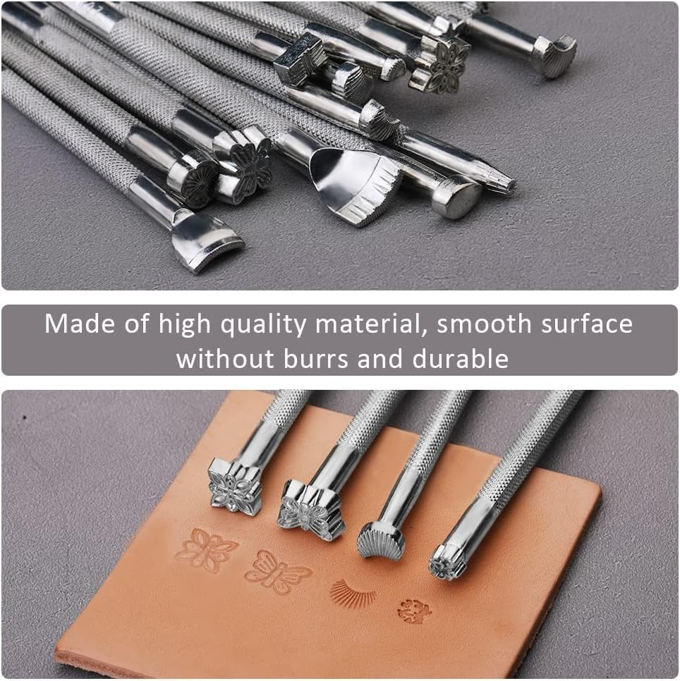 Versatile Leather Stamping Kit for Beginners - 21 Tools & Easy-to-Use Hammer
