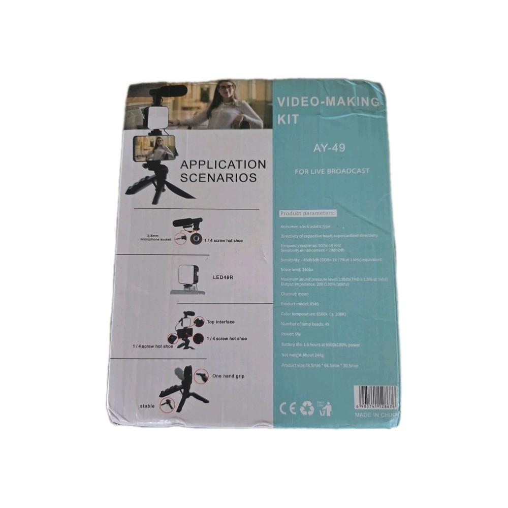 AY-49 Video-Making Kit for Smartphone with Tripod, Microphone, LED Light