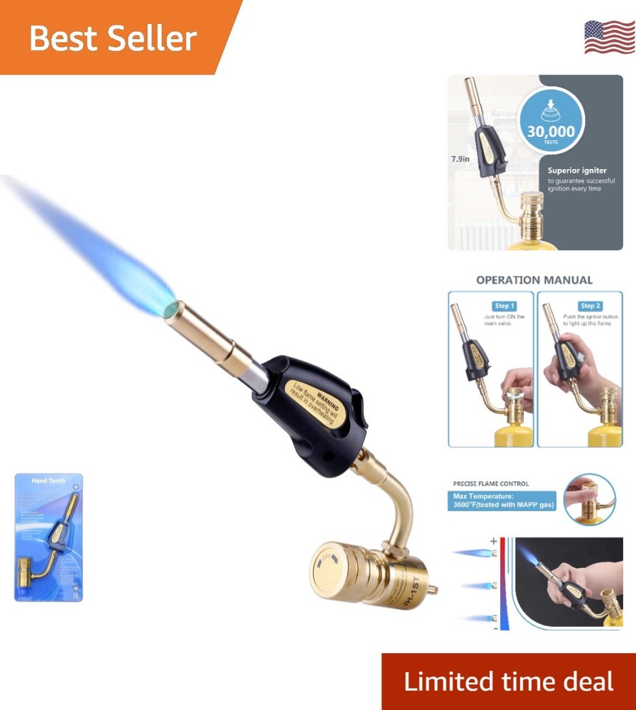 Compact Propane Torch Kit with Adjustable Flow & Piezo Ignition – 432g Design