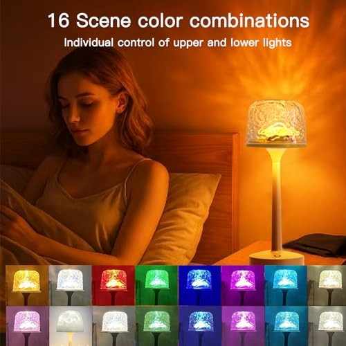 Ocean Wave Cordless Projector Light, USB Rechargeable Cordless Night Light