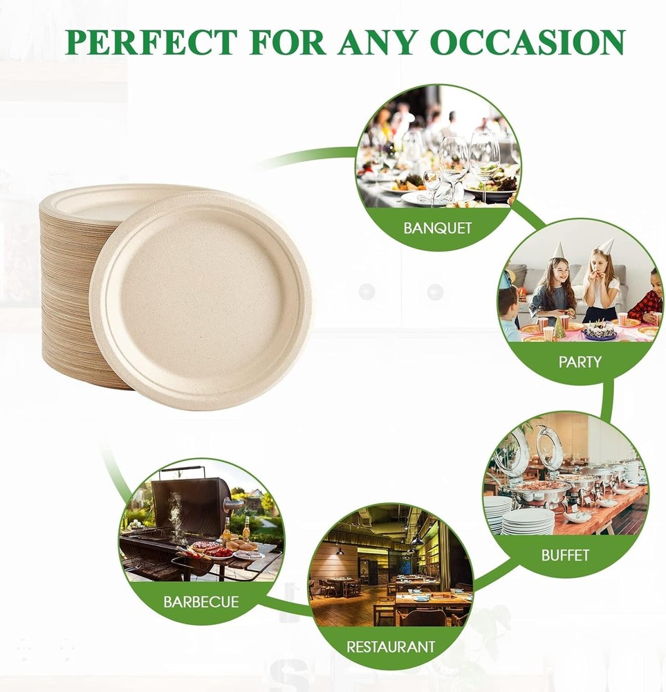 Sugarcane Bagasse 10 Inc Round plate Compostable 120ct