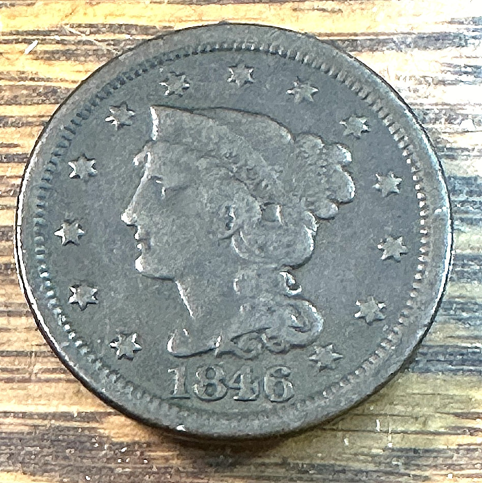 1846 Large Cent Nice Original Brown VG+ CHRC