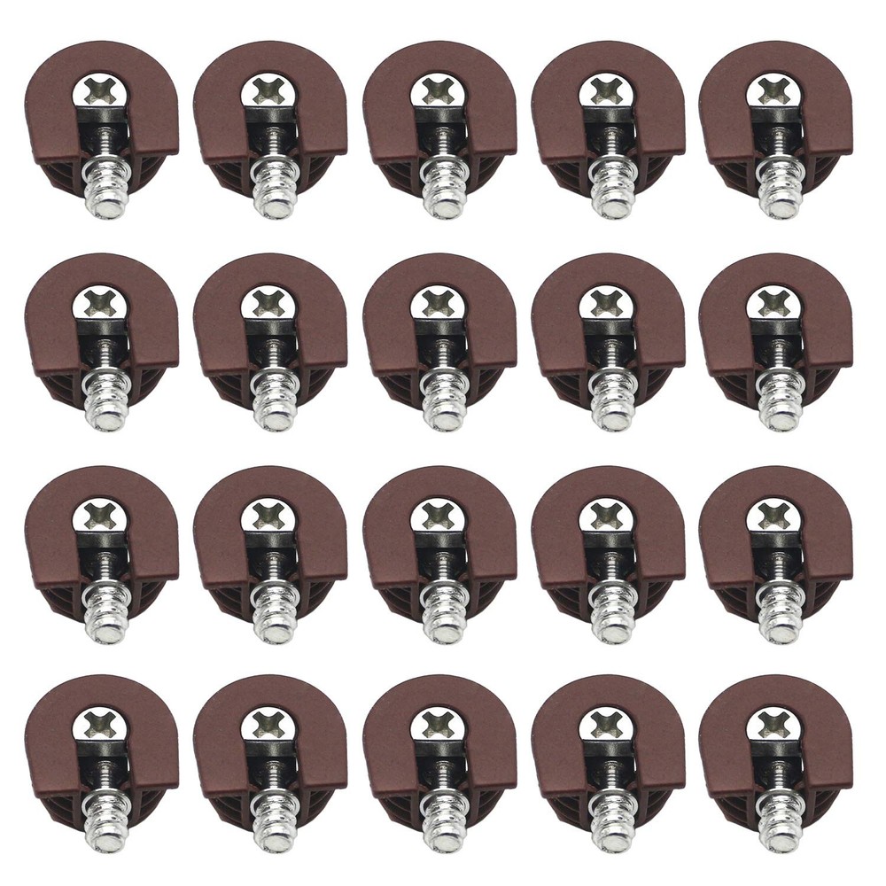 20 Pieces Thread Cam Lock Shelf Support Pin Cabinet Brown