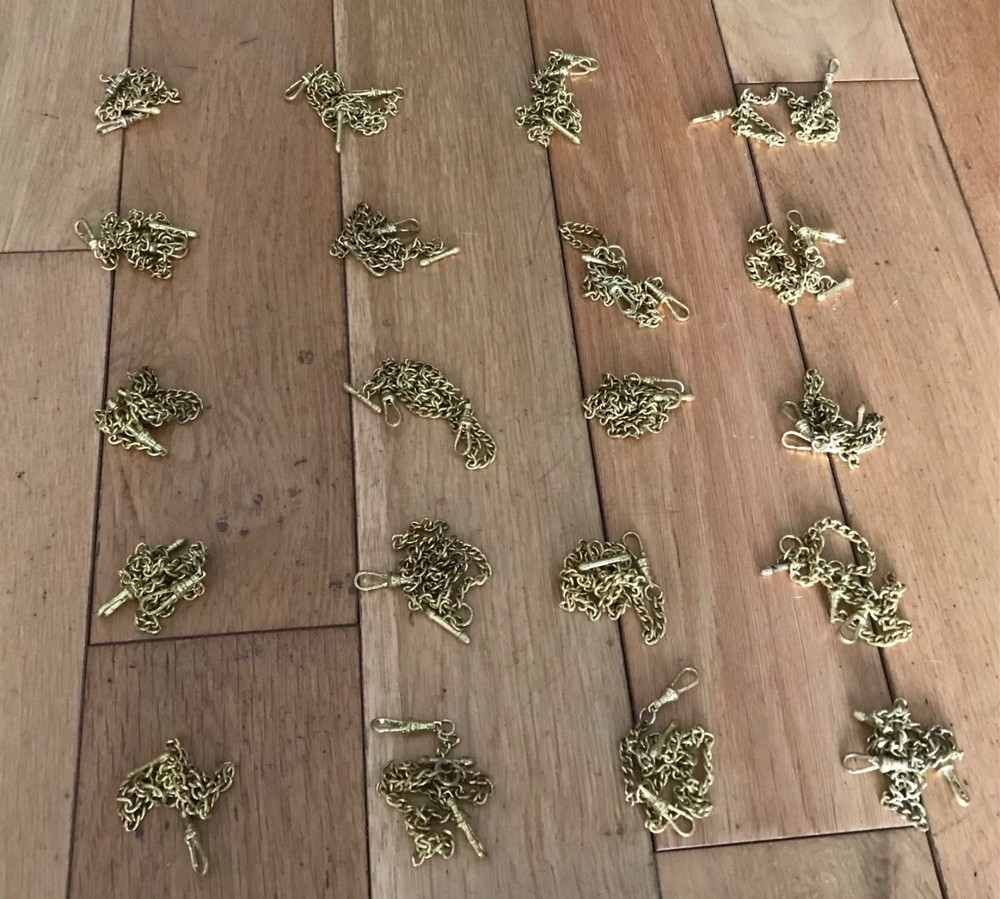 20x Single Albert Pocket Watch Chain Gold Colour Ref2 (CD30)