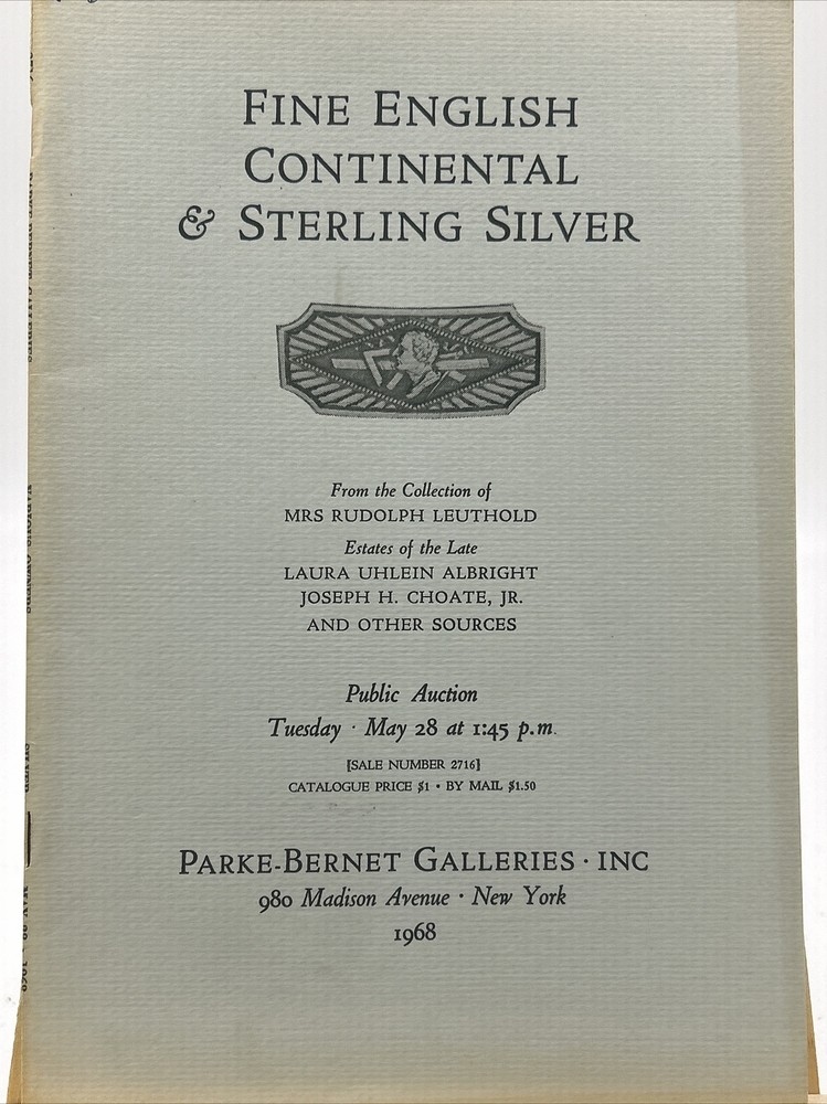 Parke-Bernet Catalog: Rudolph Leuthold Collection- 1968