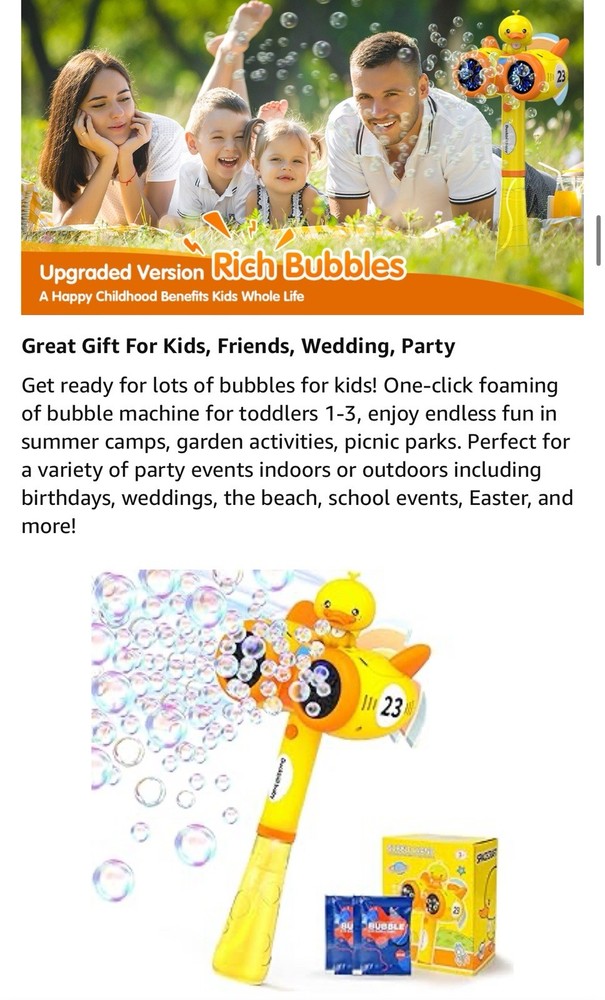 Bubble Gun with Lights & Refill for Kids’ Parties