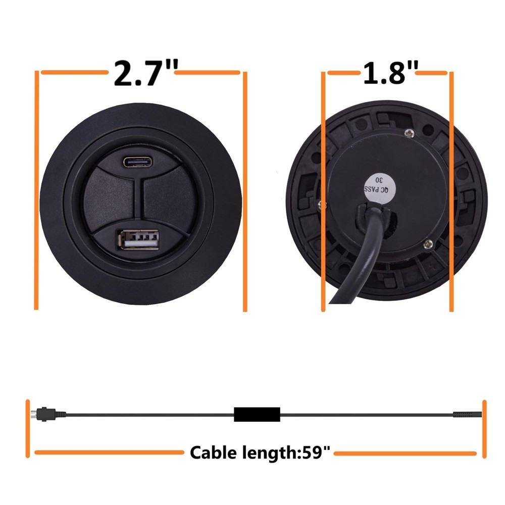 CD008 Recliner Replacement Switch 2 Button 5 Pin Plug Round Control USB C Port