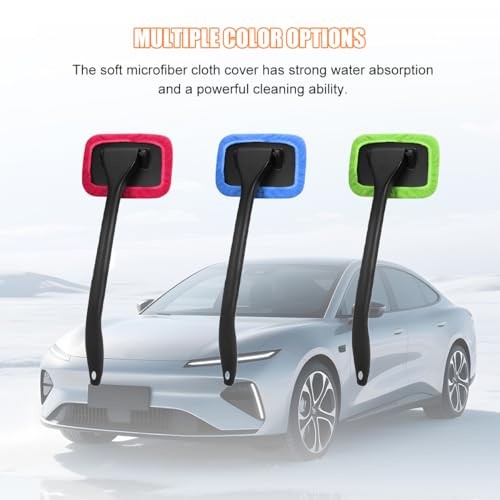 Car Windshield Cleaning Tool, Microfiber Vehicle Window Cleaner with 5 Green
