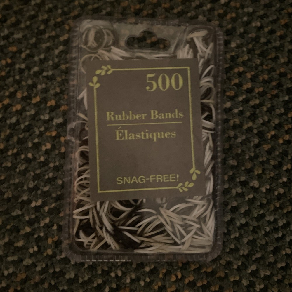 500pc ELASTIC RUBBER BANDS Black, White, & Silver Snag-Free