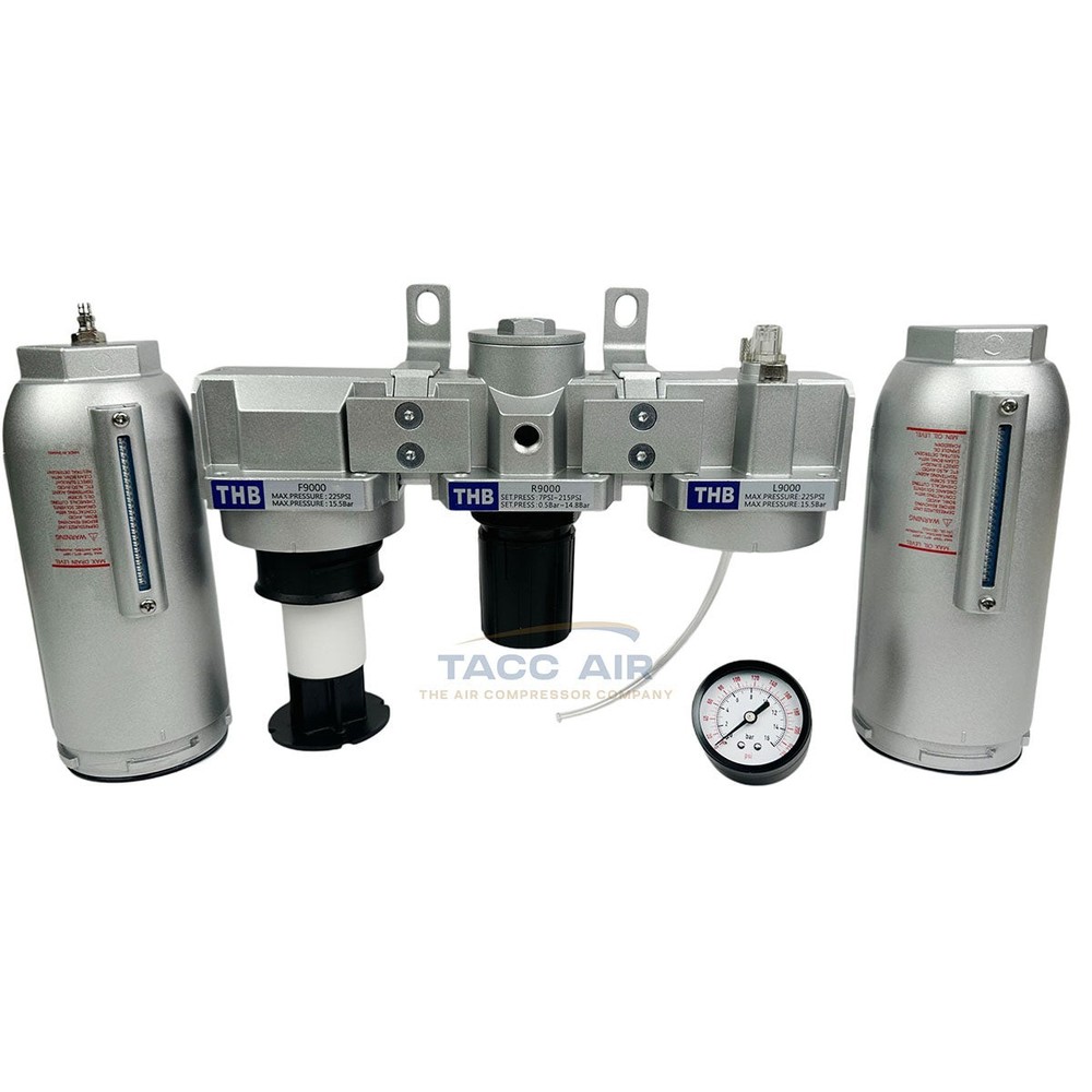 1" Compressed Air FRL System Filter Regulator Oiler Separator Lubricator Combo