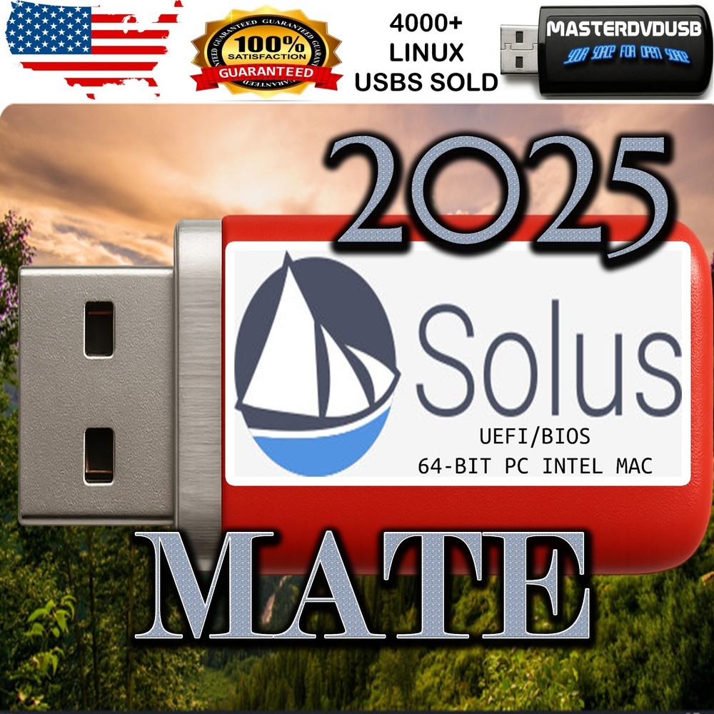 Solus 2025 MATE – Bootable USB Live Installer – PC & Intel Mac – UEFI/BIOS