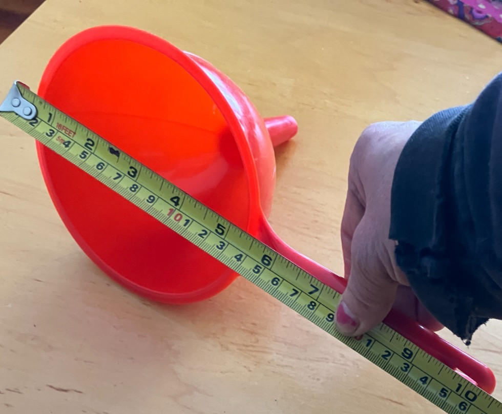 Red Pastic Funnel 5 inch Diameter 5 inch handle