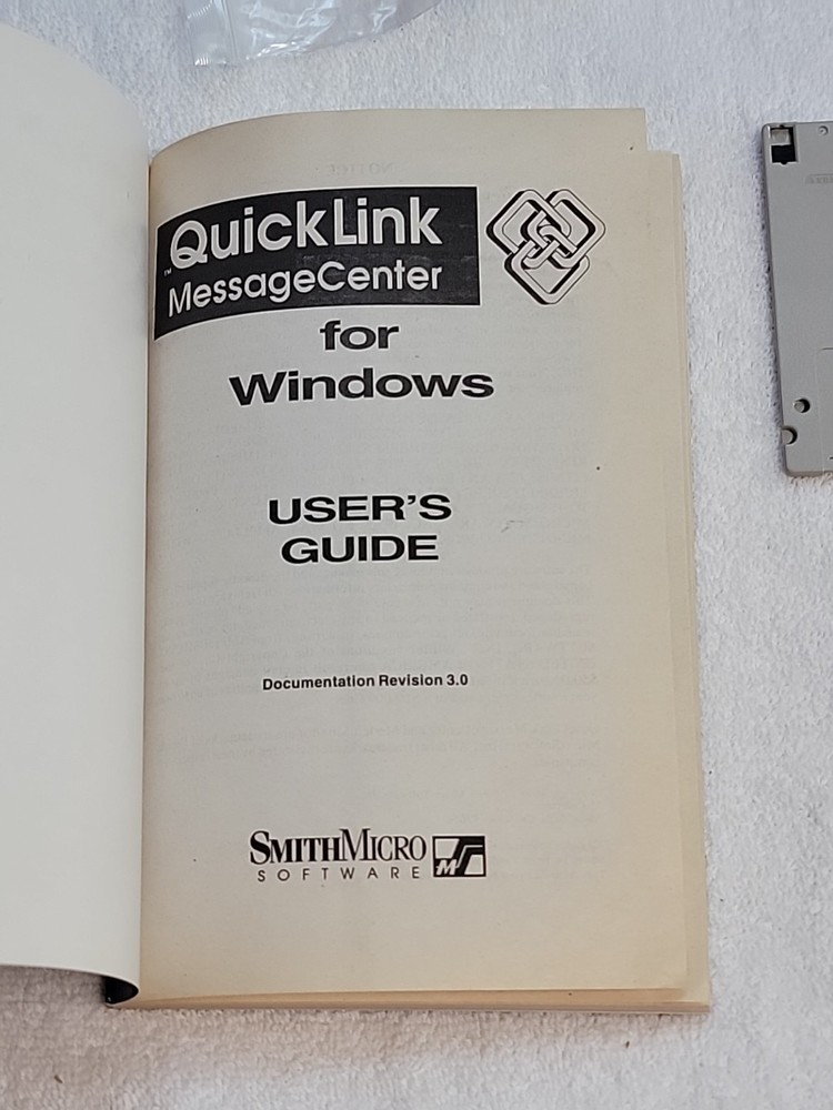 Quick Link Message Center Windows User Guide & Flippy Disc - Used