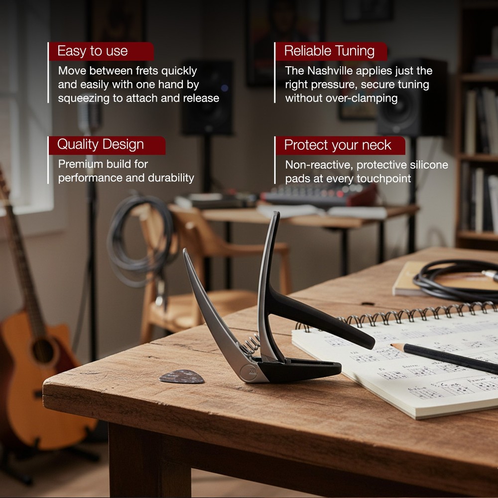 G7th Nashville 6 String Classical Silver Guitar Capo