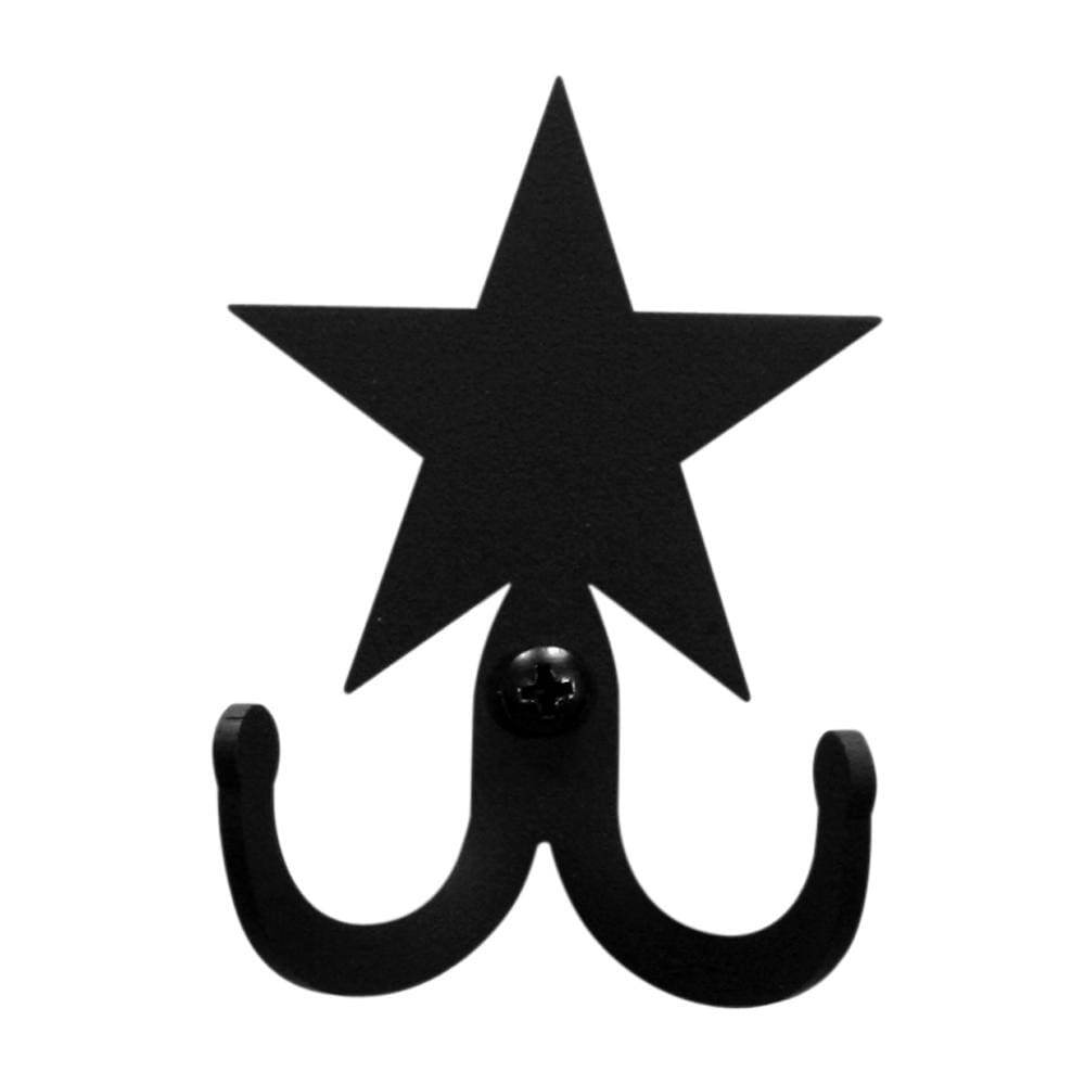 Wrought Iron Star - Double Wall Hook 3.25" (Made in USA)