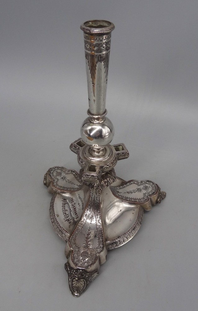 Superb 1880 Arborfield Hall Silver Plated Candlestick Presented by the Servants