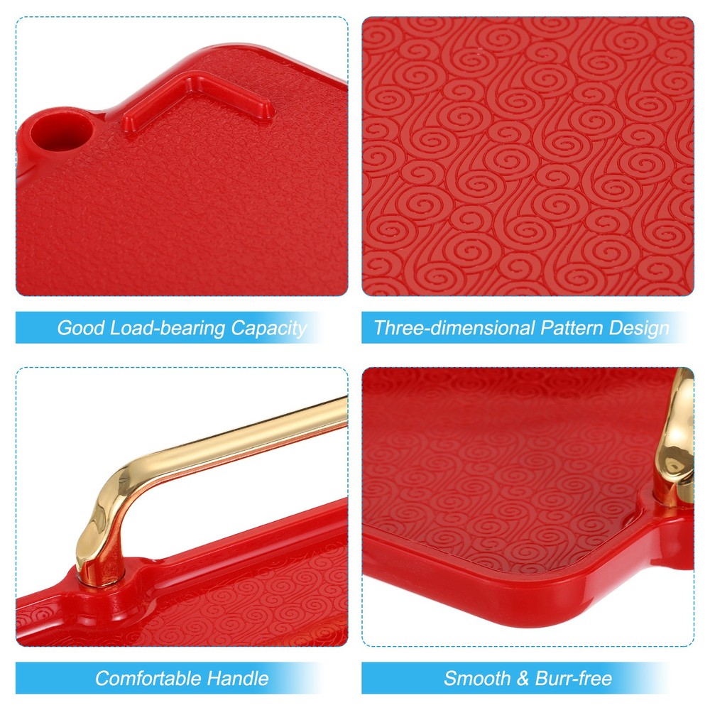 16.1" x 8.7" Modern Rectangular Decorative Tray Jewelry Platter Red