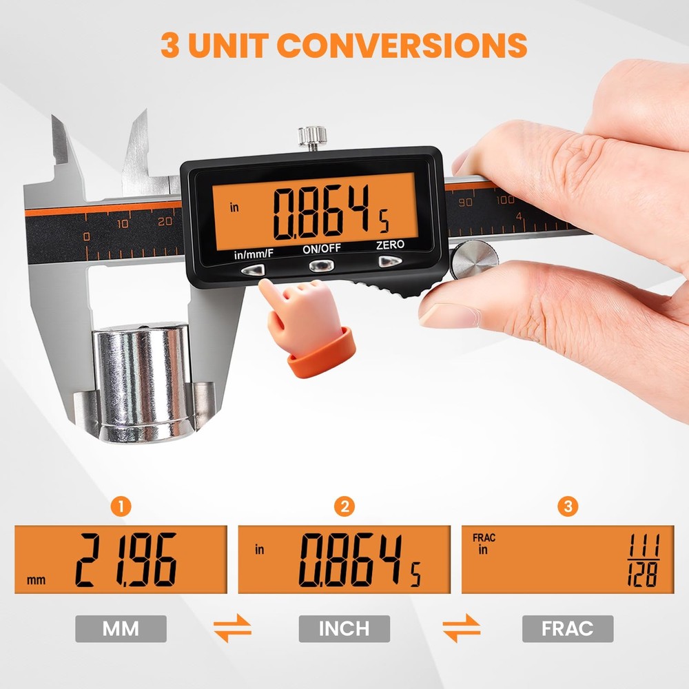 HARDELL Digital Caliper, Rechargeable Caliper Measuring Tool with Large Orang...