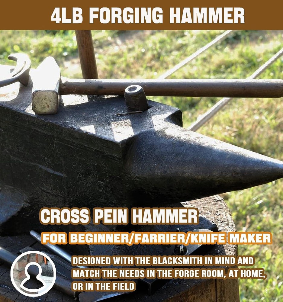 4LB Metal Working Hammers Blacksmith Forging Tool For Blacksmith Knife Maker